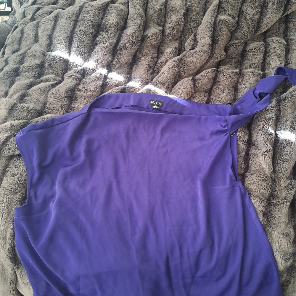 City Chic Vibrant Purple One-Shoulder Blouse